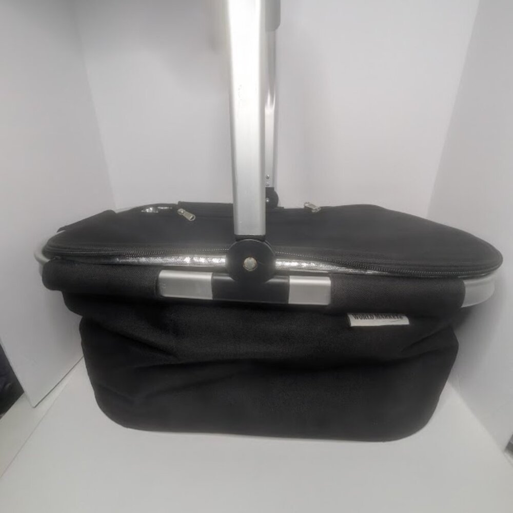 Collapsible Insulated Picnic Basket Soft Sided Cooler Black with Aluminum Frame